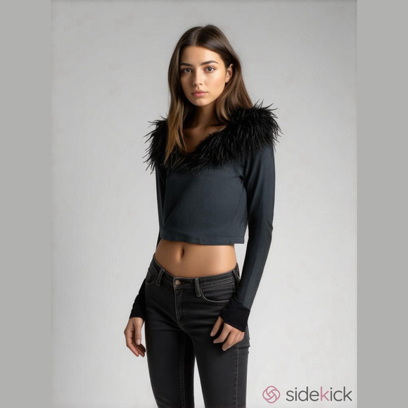 Cider Tops - NWT Cider size small feather cropped top